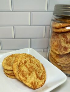 Snickerdoodle Cookies on a plate and in a jar